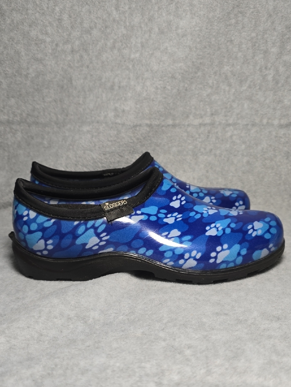Sloggers Blue Paw Print Waterproof Slip-On Clogs Comfort Insole